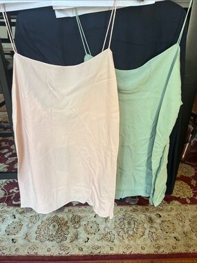 Ralph Lauren (2) Blush and Mint Silk Camisole Tops, NWT, 14